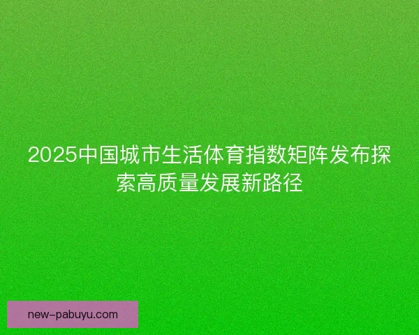 2025中国城市生活体育指数矩阵发布探索高质量发展新路径